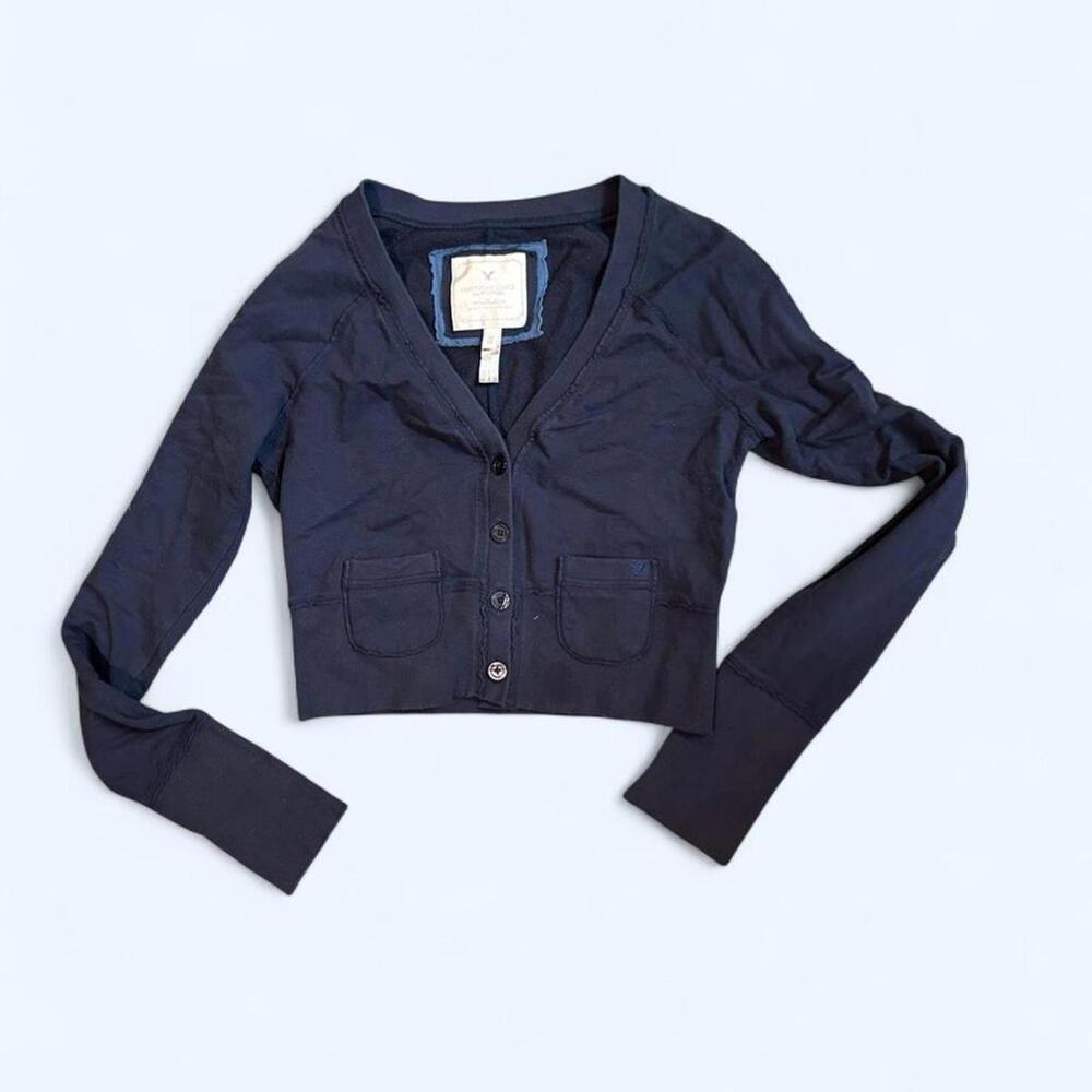 American Eagle Outfitters Women's Navy and Blue Cardigan
